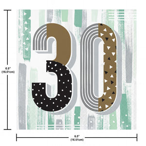 Bulk Pack of 32 Minted Milestone "30" Lunch Napkin