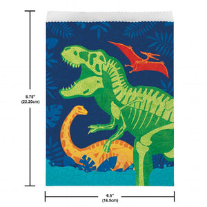 Bulk Pack of 16 Dino Dig Paper Large Treat Bags