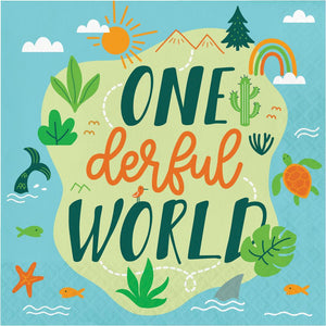 One-derful World Lunch Napkin, One-derful World (16 per Pkg) by Creative Converting