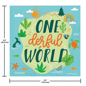 One-derful World Lunch Napkin, One-derful World (16 per Pkg) by Creative Converting