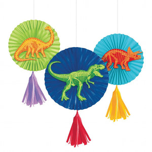 Dino Dig Paper Fans w/ Tassels (3 per Pkg) by Creative Converting