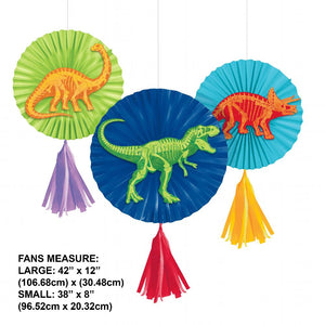 Dino Dig Paper Fans w/ Tassels (3 per Pkg) by Creative Converting