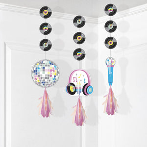 Birthday Beats Hanging Cutouts w/ Tassels (3 per Pkg)