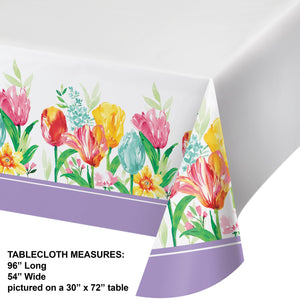 Beautiful Blooms Easter Paper Tablecover Border Print, 54"x 96"