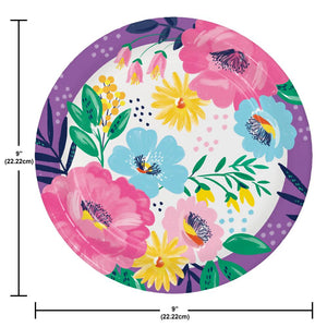 Fresh Florals 8.75 inch Paper Dinner Plate (8/Pkg)