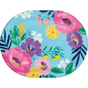 Fresh Florals 12 inch Paper Oval Platter (8/Pkg)