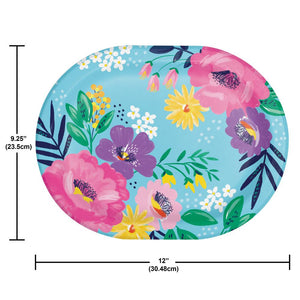 Fresh Florals 12 inch Paper Oval Platter (8/Pkg)