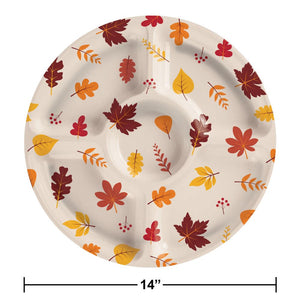 Thanksgiving/Fall Plastic 14 inch Compartment Tray (1/Pkg)