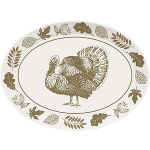 Thanksgiving/Fall Plastic Oval Tray 10" x 14" (1/Pkg)