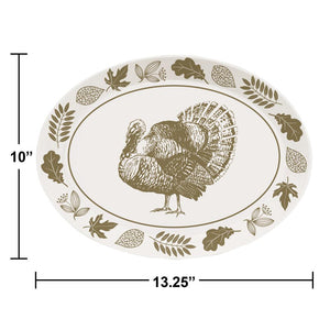 Thanksgiving/Fall Plastic Oval Tray 10" x 14" (1/Pkg)