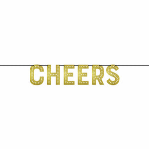 New Year's Cheer Shaped Banner with White Twine (1/Pkg)