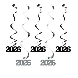 2026 New Year Dizzy Danglers Black/Silver (5/Pkg)