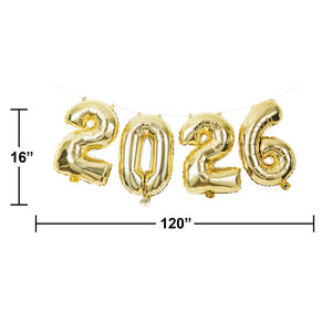 Gold "2026" New Year Balloon Banner (1/Pkg)