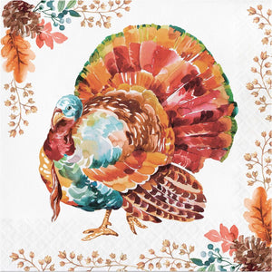 Tasteful Turkey 2-Ply Paper Luncheon Napkin (16/Pkg)