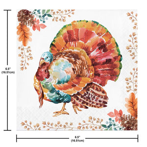 Tasteful Turkey 2-Ply Paper Luncheon Napkin (16/Pkg)