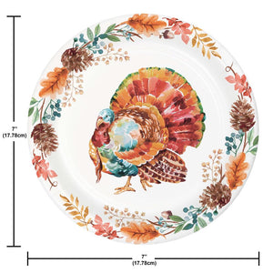 Tasteful Turkey 6.75 inch Paper Luncheon Plate (8/Pkg)