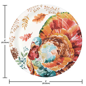 Tasteful Turkey 8.75 inch Paper Dinner Plate (8/Pkg)