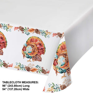 Tasteful Turkey Paper Tablecover, 54" x 102" (1/Pkg)