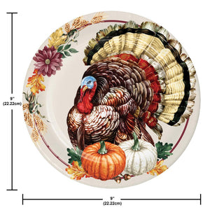 Vintage Turkey 8.75 inch Paper Dinner Plate (8/Pkg)