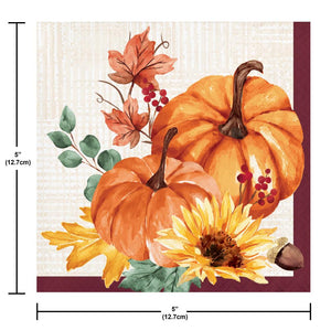 Fall Feast 2-Ply Paper Beverage Napkin (16/Pkg)