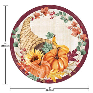 Fall Feast 8.75 inch Paper Dinner Plate (8/Pkg)