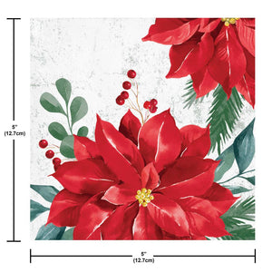 Festive Floral 2-Ply Paper Beverage Napkin (16/Pkg)