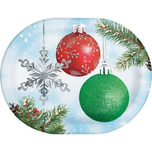 Classical Christmas 12 inch Paper Oval Platter (8/Pkg)