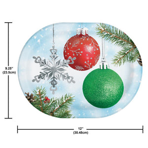 Classical Christmas 12 inch Paper Oval Platter (8/Pkg)