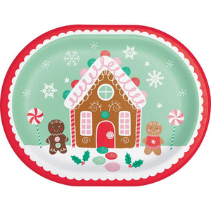 Holiday Sweets 12 inch Paper Oval Platter (8/Pkg)