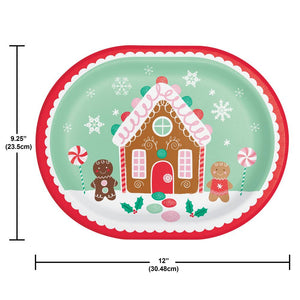 Holiday Sweets 12 inch Paper Oval Platter (8/Pkg)