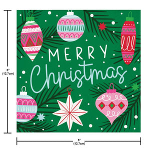 Holiday Frills Merry Christmas 2-Ply Paper Beverage Napkin (16/Pkg)