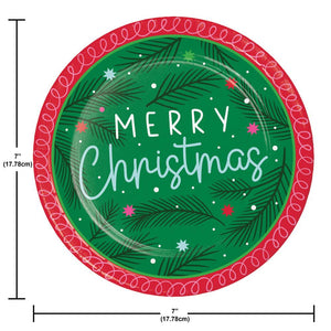 Holiday Frills Merry Christmas 6.75 inch Paper Luncheon Plates (8/Pkg)