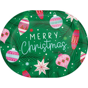 Holiday Frills 12 inch Paper Oval Platter (8/Pkg)