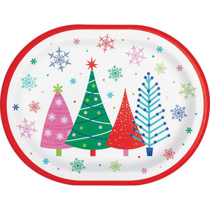 Joyful and Jolly 12 inch Paper Oval Platter (8/Pkg)