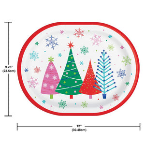 Joyful and Jolly 12 inch Paper Oval Platter (8/Pkg)