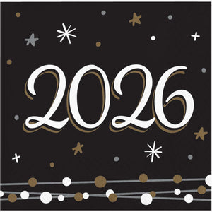 New Years Shimmer 2-Ply Paper Beverage Napkin (16/Pkg)