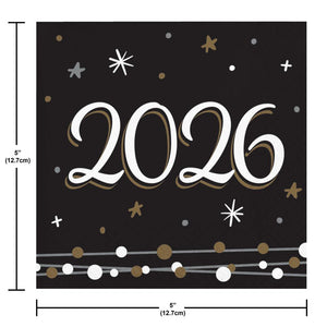 New Years Shimmer 2-Ply Paper Beverage Napkin (16/Pkg)