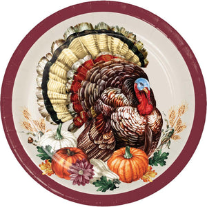 Vintage Turkey 6.75 inch Paper Luncheon Plate (8/Pkg)