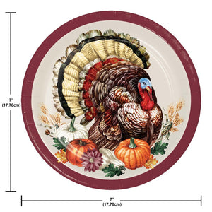 Vintage Turkey 6.75 inch Paper Luncheon Plate (8/Pkg)