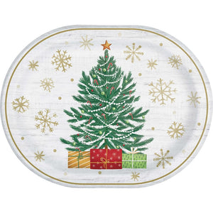 Timeless Tree 12 inch Paper Oval Platter (8/Pkg)