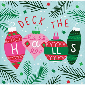 Holiday Frills Deck the Halls 2-Ply Paper Beverage Napkin (16/Pkg)