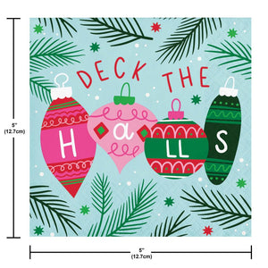 Holiday Frills Deck the Halls 2-Ply Paper Beverage Napkin (16/Pkg)