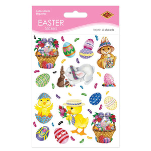 Bulk Easter Party Bunny, Basket & Egg Stickers (48 Sheets per Case) by Beistle