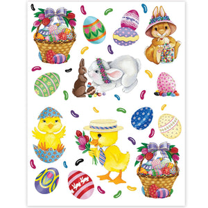 Bulk Easter Party Bunny, Basket & Egg Stickers (48 Sheets per Case) by Beistle