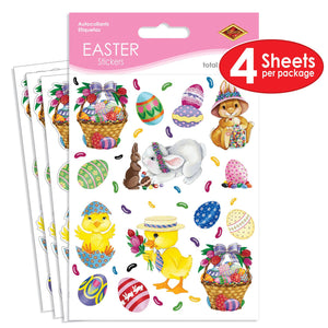 Bulk Easter Party Bunny, Basket & Egg Stickers (48 Sheets per Case) by Beistle