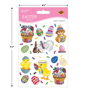 Bulk Easter Party Bunny, Basket & Egg Stickers (48 Sheets per Case) by Beistle