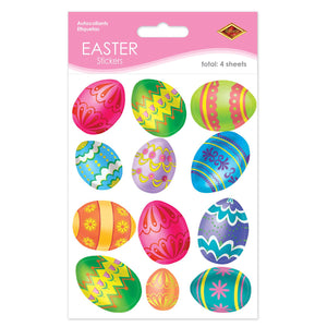 Bulk Easter Party Color Bright Egg Stickers (48 Sheets per Case) by Beistle