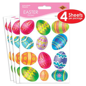 Bulk Easter Party Color Bright Egg Stickers (48 Sheets per Case) by Beistle