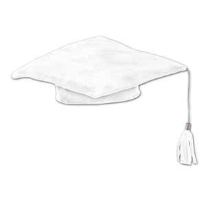 Plush Graduate Graduation Party Cap- White - Bulk 12 Pack