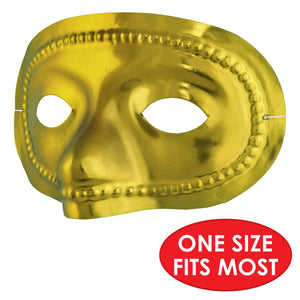 Mardi Gras Party Supplies - Metallic Half Mask - gold